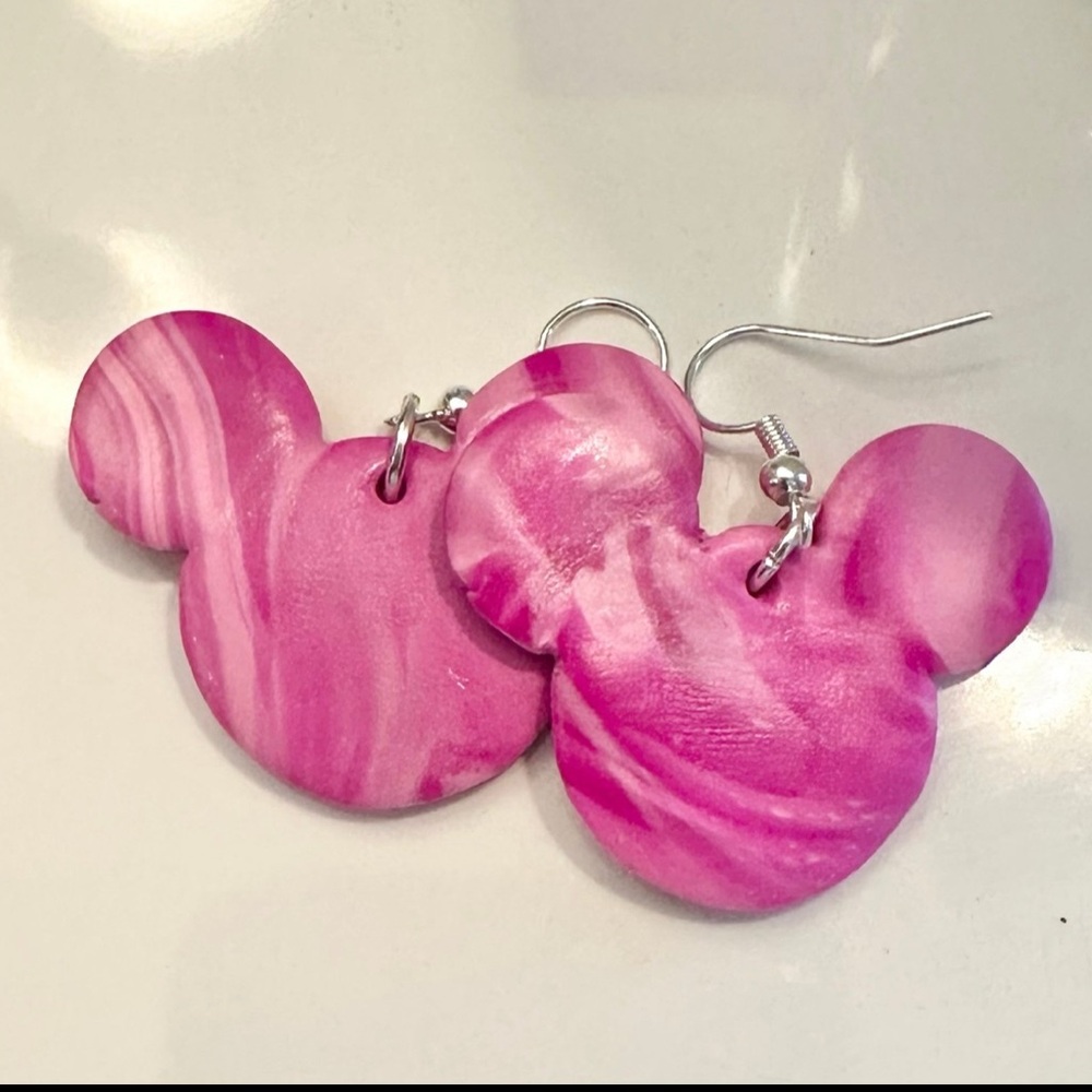 Pink Mickey Mouse polymer clay Earrings